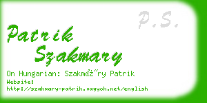 patrik szakmary business card